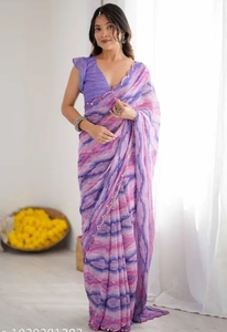 K V INTERNATIONAL Saree traditionnel en rayonne imprimée pour femme avec travail de miroirs en papier pour mariages, fêtes et occasions de Diwali – Collection Automne - Product Image 3