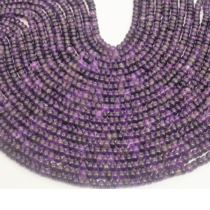 Perles d'améthyste naturelle AAA, forme ronde, lisses, 13 pouces, 4-5 mm, perles de pierres précieuses d'améthyste naturelle, fabrication de bijoux artisanaux. - Product Image 3