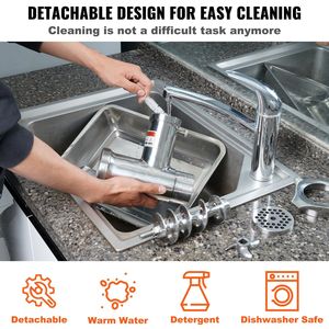 Tritacarne Elettrico Industriale 1100W (4600W MAX) Capacità 794 Lb/H 2 Lame 3 Piastre di Macinazione Vasca per Salsicce - Product Image 6