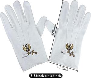 Gants en coton blancs de franc-maçon avec broderie de l'emblème Shriner, ornés d'un motif finement brodé. - Product Image 4