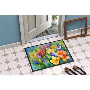 Paillasson aquarelle Freesias antidérapant lavable à poils bas 24H X 36W tapis d'entrée intérieur et extérieur pour porte d'entrée - Product Image 4