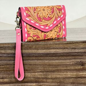 2026 Premium Brand Floral Western Style Genuine Cowhide Leather Cowgirl Wallet New Pattern <b>Wristlet</b> Clutch for Travel Organizer - Product Image 4
