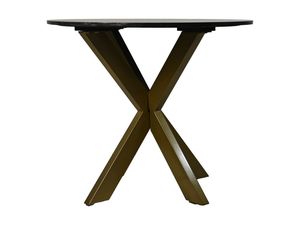 Modern Foldable Round Black <b>Marble</b> <b>Top</b> 4-Seater Dining Table with Metal X-Leg Base for Home or Commercial Use - Product Image 6