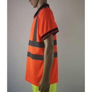 Vêtements de travail de sécurité réfléchissants haute visibilité en polyester 100% en gros, t-shirt polo haute visibilité, vêtements de travail à deux sangles, chemise de travail - Product Image 3