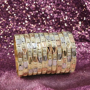 ขายส่งชุดกำไลชุบทอง3โทนชุดกำไลทองเหลืองสามสีกำไลทองหลายสีเครื่องประดับกำไลข้อมือแฟชั่น - Product Image 4