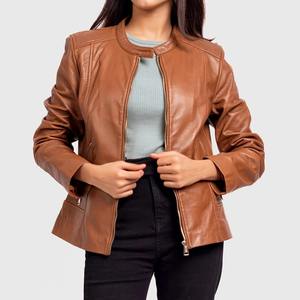 Chaqueta de Cuero de Búfalo Auténtico para Mujer, Chaqueta de Motociclista de Invierno, Fabricada por OEM - Product Image 5