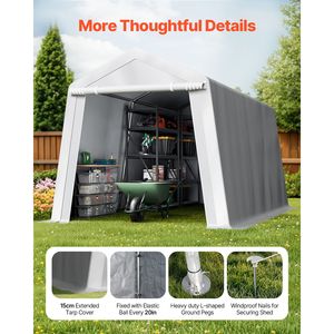 Carpa de Almacenamiento Portátil Resistente para Exteriores de 8 x 14 pies, con Techo Impermeable y Puerta Enrollable con Ventilación - Product Image 6