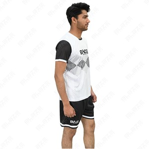 Blaze Men's Soccer Jersey Set White Black Geometric <b>Print</b> Short Sleeve Crew Neck Moisture Wicking Athletic Fit All Seasons - Product Image 4
