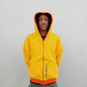 Sudadera Casual de Calle para Hombre con Cremallera, Bolsillo Canguro, Manga Larga, Tejido Acanalado, Logotipo Personalizado y Estilo Oversize - Product Image 1