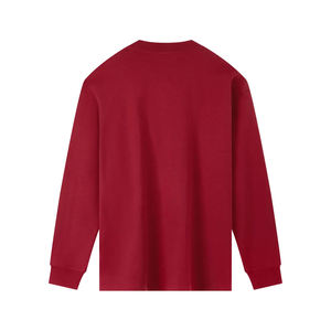 T-shirt personnalisé 100 % coton uni à manches longues et col rond, haute qualité 220 g/m², blanc vierge pour homme, coupe décontractée style universitaire - Product Image 2