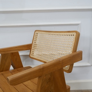Teak Garden Chair Midcentury Modern <b>Outdoor</b> Wood Frame Tapered Leg Durable Armrests - Product Image 5