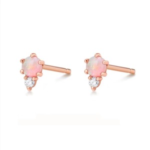ZAWO HOUSE Jewelry Brass Modern Women Diamond <b>Opal</b> <b>Stud</b> <b>Earrings</b> - Product Image 5