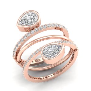 Bague de fiançailles REYES en or massif 14 carats avec diamant de laboratoire taille poire de 2,1 carats, étincelante, prix de gros, bijoux de créateur classiques - Product Image 2