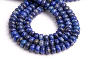 Cuentas sueltas de lapislázuli azul natural en forma de rondel para la fabricación de joyas, pulseras, collares y manualidades. - Product Image 4