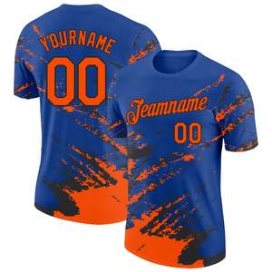 Maillot de baseball personnalisé, impression par sublimation, polyester anti-humidité, col rond, manches courtes, unisexe, adulte, design avec nom et numéro de l'équipe - Product Image 1