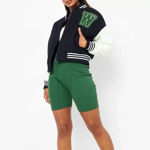 Top Trending Custom Logo 100% Cotton Fleece Cropped <b>Women</b> Varsity <b>Jackets</b> 2025 Ladies University <b>Jackets</b> - Product Image 1