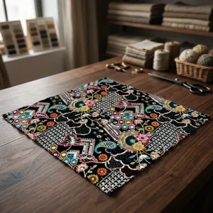 Tela Bordada Multicolor con Diseños Florales y Geométricos, Material Textil Decorativo para Prendas de Moda, Ropa Étnica y Decoración del Hogar - Product Image 2