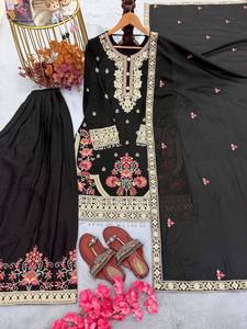 ชุดสูทปักลาย Georgette Palazzo ชุดสูททำงานลำดับลายปักสำหรับสตรีชุดทำงานแบบดอริ - Product Image 3