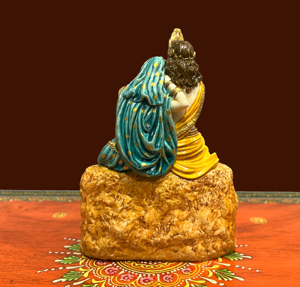 Nirmala Handicrafts - Estatua de Resina Hecha a Mano con Polvo de Mármol de Radha Krishna - Ídolo del Pareja Divina Sentada con Bansuri, para Mesa o Templo - Product Image 6