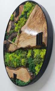 Rustic Forest Moss Wall <b>Clock</b> Handmade Wooden Nature Inspired Luxury Green Decor Artistic Modern 3D Antique Style Living Room - Product Image 4