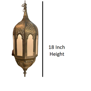 Handmade Modern Moroccan <b>Brass</b> Hanging <b>Lantern</b> Pendant Light with White Glass Metal Ceiling Lamp for Home Hotel Christmas Decor - Product Image 4