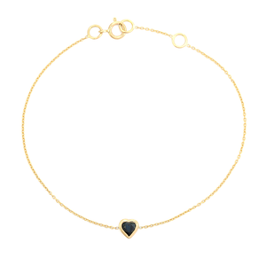 Impresionante Pulsera Minimalista con Zafiro Azul en Forma de Corazón, Engastado en Bisel, Personalizada en Oro Amarillo Real de 14K - Product Image 1