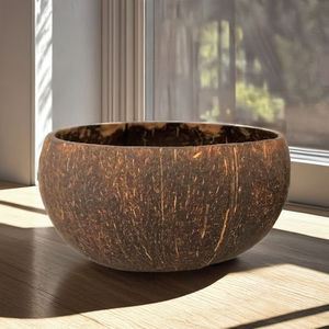 Tazón de cáscara de coco pulido ecológico 100% hecho a mano de Vietnam para decoración del hogar ensalada de frutas fideos artesanías naturales - Product Image 1