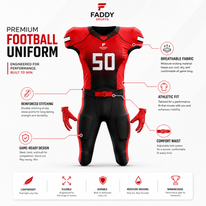 Ensemble d'uniformes de football américain sublimés sur mesure, haute qualité, respirant, maillot et pantalon d'entraînement pour hommes et jeunes, équipe sportive - Product Image 5