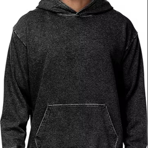 Sweat à capuche tendance délavé en coton, coupe oversize, style streetwear urbain - Product Image 1