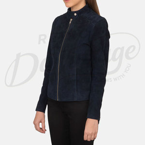 New <b>Womens</b> Brown <b>Suede</b> Panel Bomber <b>Jacket</b> High Quality Leather <b>Suede</b> Biker <b>Jacket</b> Navy blue <b>suede</b> biker <b>jacket</b> for <b>women</b> - Product Image 2