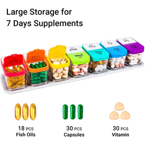 Organizzatore Settimanale di Pillole Extra Large con 7 Scomparti AM/PM, Grande Contenitore per Pillole con Indicatore Giornaliero per una Conservazione Efficiente - Product Image 1