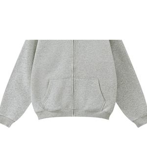Solid Plain Basic Daily Full Zip <b>Hoodie</b> Men Durable Genuine <b>Stitch</b> Smooth Ribbed Fleece Outerwear Top Units - Product Image 4