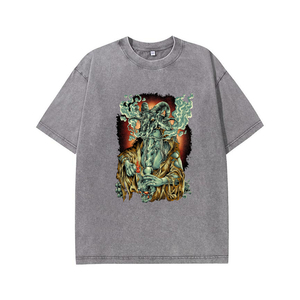 Men's Vintage Washed Black Oversized <b>T</b>-<b>shirt</b> with Octopus Tentacle <b>Gothic</b> Streetwear Print 230g Cotton Tee Quick-Dry Breathable - Product Image 3
