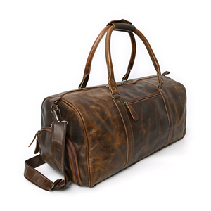 Customizable Premium Hunter Leather Duffle Bag with Removable Leather Straps <b>Brown</b> Nickel Free Hard Wax for Outdoor Travel - Product Image 3