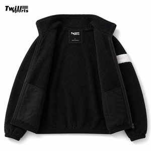 Veste unisexe personnalisée en polaire Sherpa, entièrement zippée, coupe-vent écologique, chaude, style Teddy, pour l'hiver, décontractée, streetwear, avec fermeture éclair frontale - Product Image 3