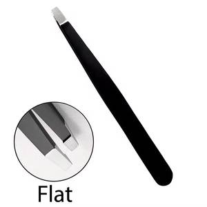 Ensemble de pinces à cils de précision en acier inoxydable à pointe lisse, 4 pièces, emballage en cuir noir - Product Image 6