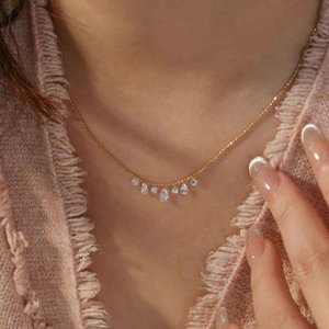 Collar Colgante de Moissanita en Forma de Lágrima, Tono Dorado, con Cristal, Elegante Joyería Nupcial, Collar de Lujo - Product Image 5