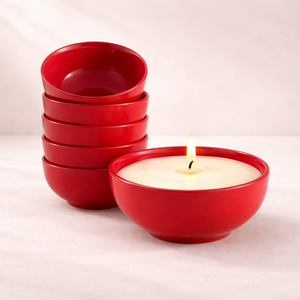 Recipiente para Velas de Cerámica Roja Mate, Cuenco Ancho, Pared Gruesa, Resistente al Calor, Acabado Liso, para una Sola Mecha, Decoración de Hogar de Lujo Reutilizable - Product Image 2