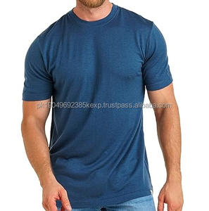 LOW MOQ Custom Plain Navy <b>Blue</b> Color Woolen Wool Blend <b>Man</b> T-Shirt 100% Soft Knitted T Shirts Outdoor Breathable - Product Image 4