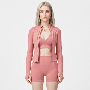 Women Sportswear 3 Piece Set Workout Sport Bra Training Jacket Compression Shorts 3 Piece Set Women Gym Fitness Three Piece Set - Product Image 1