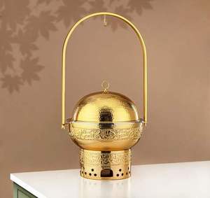 Modern Ribbed Base Food Warmer with Metallic Dome Lid Decorative Radial Pattern Elegant Casserole Pot Stylish <b>Kitchenware</b> - Product Image 5