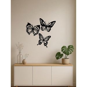 CIFbuy Set di 3 decorazioni da parete in metallo con eleganti disegni di libellule nere, colibrì e farfalle, delicati ornamenti da appendere alla parete - Product Image 3