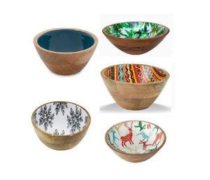 Bol décoratif en bois écologique avec finition émaillée pour la décoration intérieure, la table à manger et la cuisine - Product Image 1