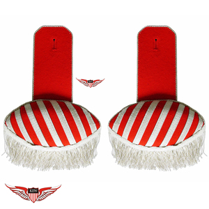 Epaulettes Vintage KEW Rojos y Blancos a Rayas con Flecos Bordados, Diseño Ecológico Personalizable - Product Image 1