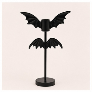 Bat Wing Candle Holder Matte Black Metal <b>Candelabra</b> for Halloween Table Decor Spooky Taper Candlestick for Haunted House - Product Image 3