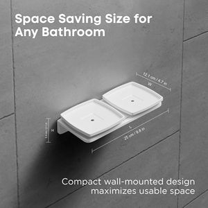 Double Large Square Soap <b>Dish</b> Wall Mounted Dual Layer Soap Holder For Bathroom <b>Glass</b> Tray With Metal Rack Heavy Duty Hardware - Product Image 4