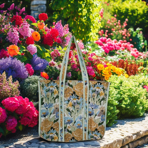 Bolsa de Compras de Algodón Hecha a Mano con Estampado de Bloques Indio, Bolsa de Mano para Mujer, Bolsa de Hombro Acolchada con Estampado de Bloques Hecha a Mano - Product Image 3