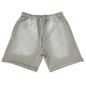 Factory Wholesale Custom LOGO <b>Shorts</b> Distressed Embroidery Cotton <b>Sweat</b> <b>Shorts</b> Sun Faded Cut Edge Acid Wash <b>Shorts</b> For <b>Men</b> - Product Image 2