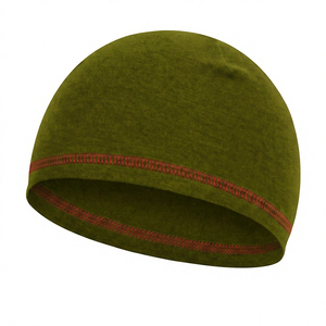 Unisex Yellow Skull Cap With Red Trim 100% Acrylic Knitted Winter Hat Casual Style Adult Size 56-58CM - Product Image 3