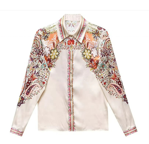 Camisas de Gasa con Estampado Floral para Mujer, Blusas de Oficina, OEM, Primavera-Otoño, Manga Larga, Casuales, Blusas Mujer - Product Image 2